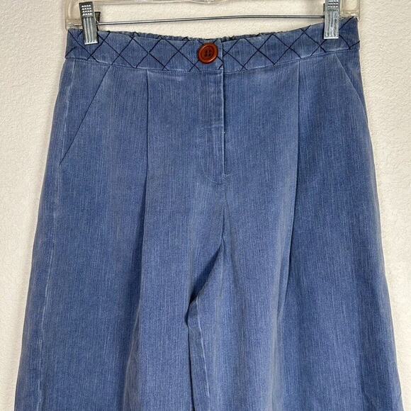 Corey Womens Sz 0 stretch denim pleated front cropped wide leg pants comfort - Picture 2 of 9